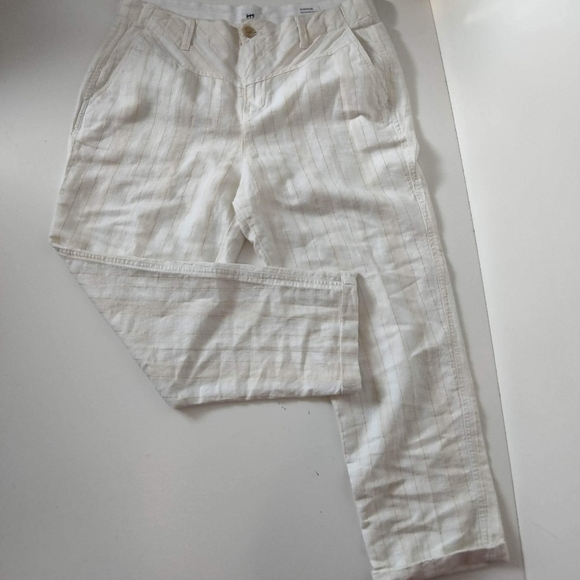 GAP White‎ Linen Pants Gold Stripe Girlfriend Chino Pants Size 12 Straight. - Picture 3 of 15